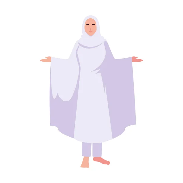 Wanita haji haji berdiri di latar belakang putih - Stok Vektor