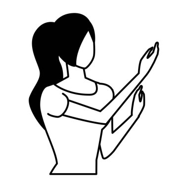 Beyaz arka plan üzerinde genç kadın silüeti