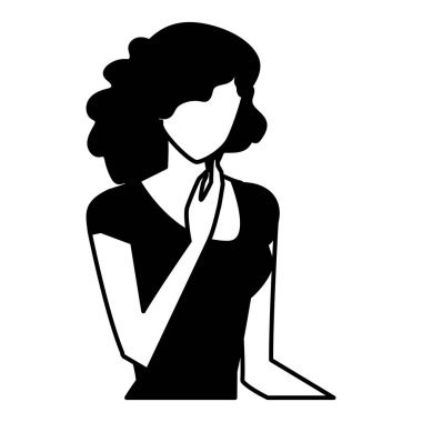 Beyaz arka plan üzerinde genç kadın silüeti