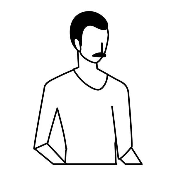 Silhouette eines jungen Mannes auf weißem Hintergrund — Stockvektor