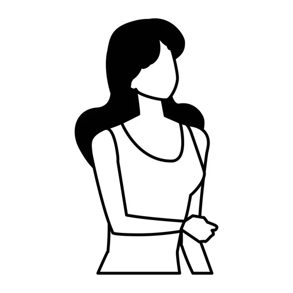 白い背景の上の若い女性のシルエット — ストックベクタ