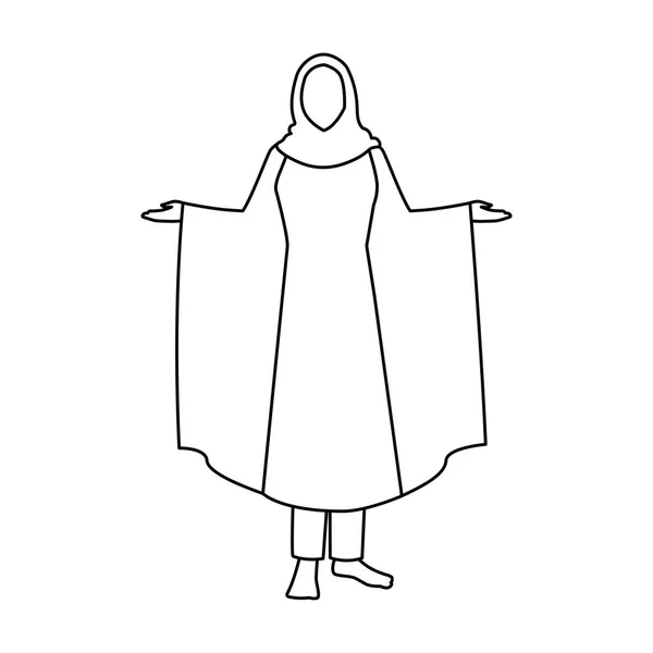 Mujer peregrino hajj de pie sobre fondo blanco — Vector de stock