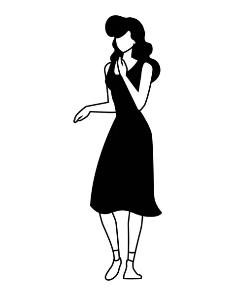 Mujer joven de pie sobre fondo blanco — Vector de stock