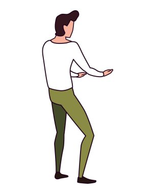 beyaz arka plan üzerinde arka pozisyon genç adam