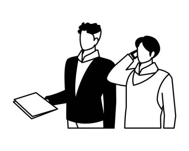 Çeşitli görüşleri olan sevimli iş adamları, pozlar