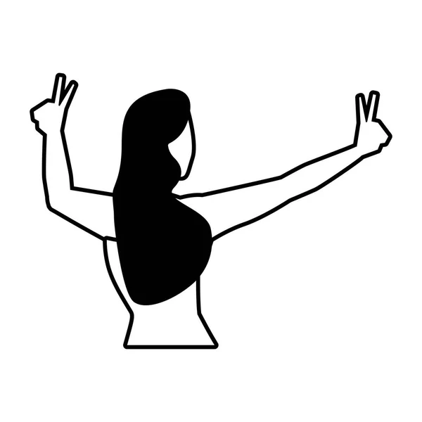 Joven mujer de espalda posición sobre fondo blanco — Archivo Imágenes Vectoriales