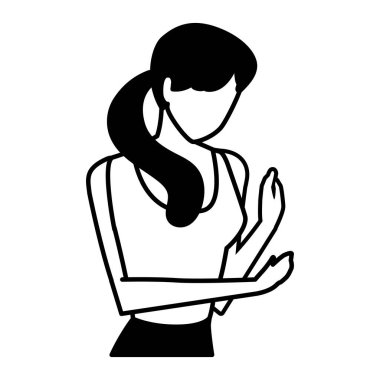 Beyaz arka planda genç bir kadın