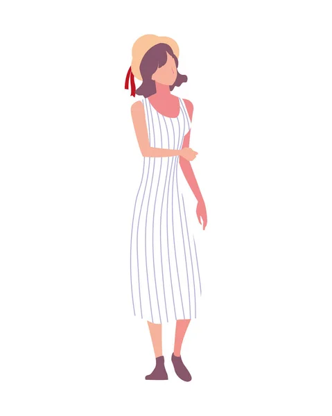 Jeune femme debout sur fond blanc — Image vectorielle