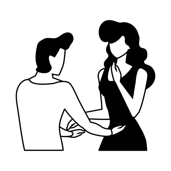 Couple amoureux, homme et femme montrant de l'affection — Image vectorielle