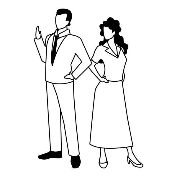 Pareja de negocios de pie sobre fondo blanco — Vector de stock