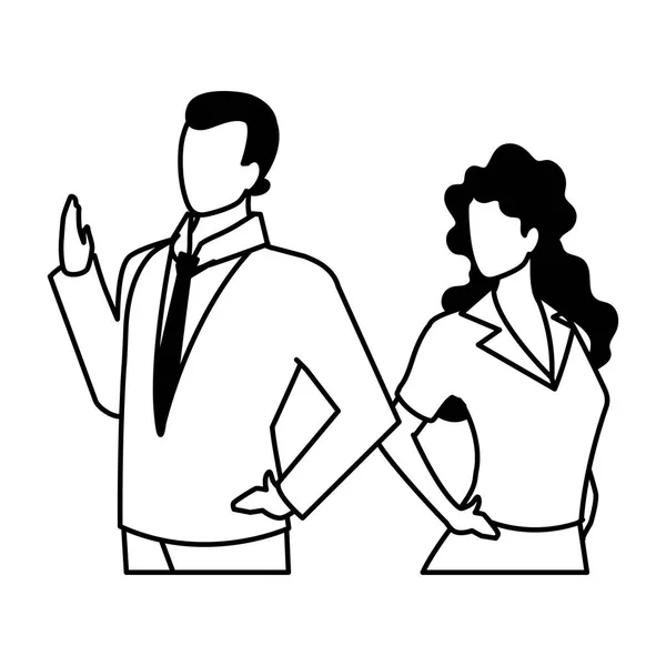 Couple d'affaires sans visage sur fond blanc — Image vectorielle