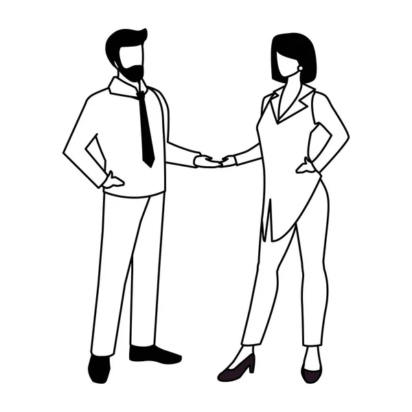 Pareja de negocios de pie sobre fondo blanco — Vector de stock