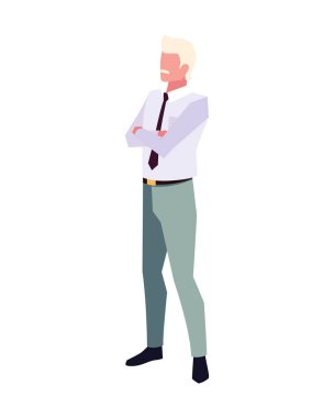 Kolları beyaz arka planda çapraz iş adamı