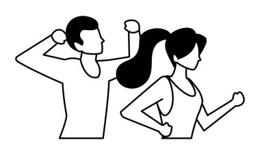 Beyaz arka planda farklı pozlar veren yüzü olmayan birkaç kişi.