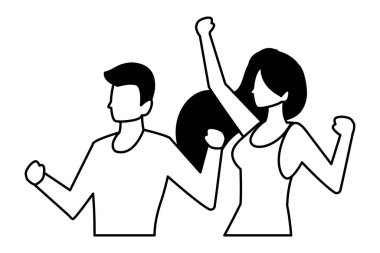 Beyaz arka planda farklı pozlar veren yüzü olmayan birkaç kişi.