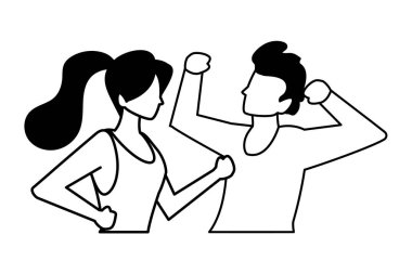 Beyaz arka planda farklı pozlar veren yüzü olmayan birkaç kişi.