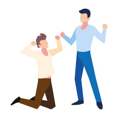 Beyaz arka planda dans eden erkekler