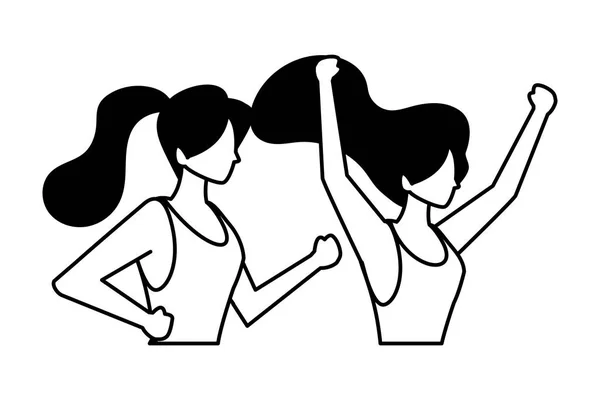 Vrouwen gezichtsloos met verschillende poses op witte achtergrond — Stockvector