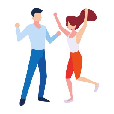 Beyaz arka planda dans eden birkaç kişi.