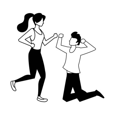 Beyaz arka planda dans eden birkaç kişi.