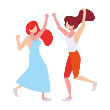 Beyaz arka planda dans eden birkaç kişi.