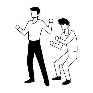 Beyaz arka planda dans eden erkekler