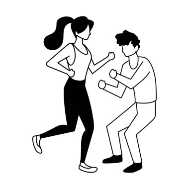 Beyaz arka planda dans eden birkaç kişi.