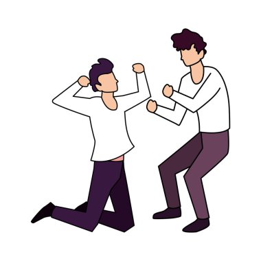 Beyaz arka planda dans eden erkekler