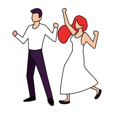 Beyaz arka planda dans eden birkaç kişi.