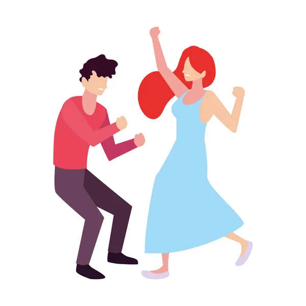 Pareja de personas bailando sobre fondo blanco — Vector de stock