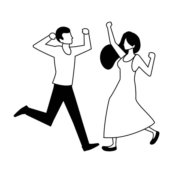 Pareja de personas bailando sobre fondo blanco — Vector de stock