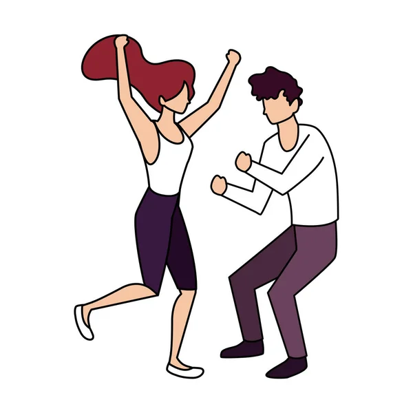 Casal de pessoas dançando no fundo branco — Vetor de Stock