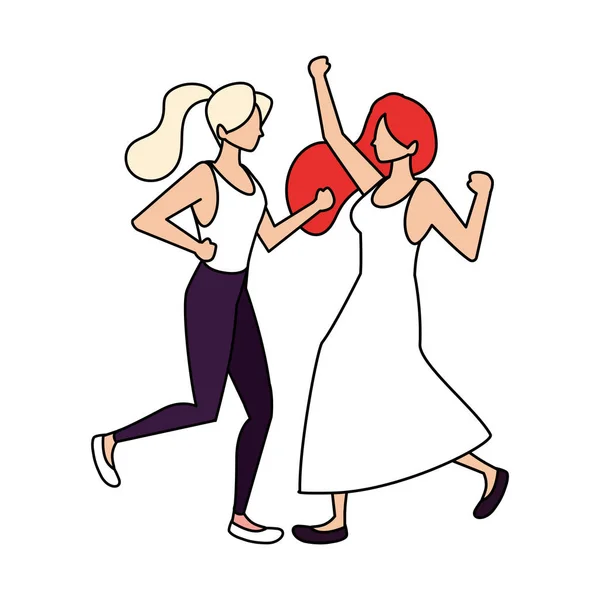 Mulheres em pose de dançar no fundo branco —  Vetores de Stock