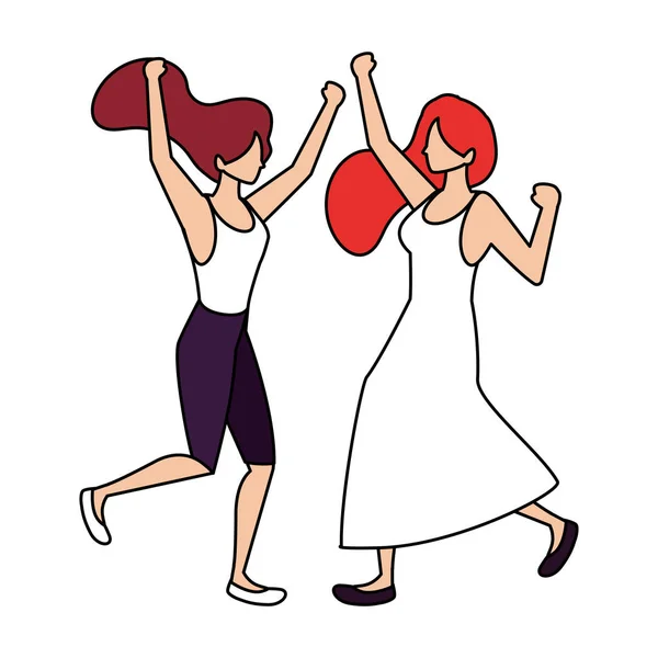 Donne in posa di ballare su sfondo bianco — Vettoriale Stock