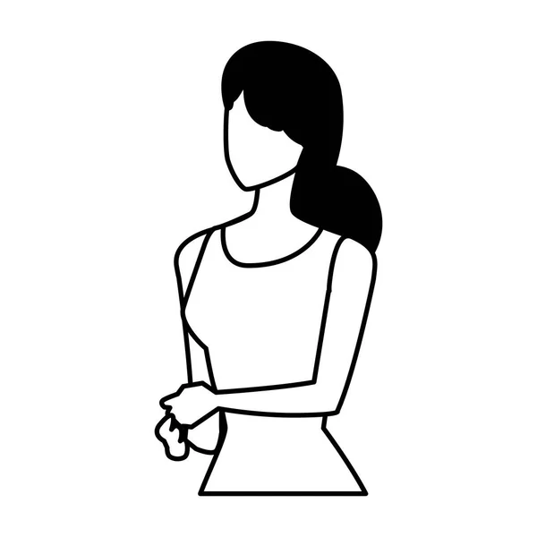 Silhouette de jeune femme sur fond blanc — Image vectorielle