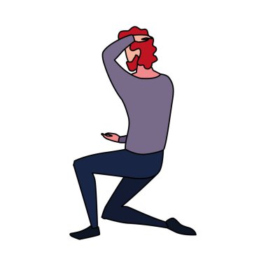 beyaz arka plan üzerinde arka pozisyon genç adam