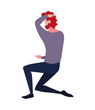 beyaz arka plan üzerinde arka pozisyon genç adam