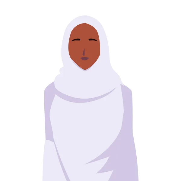 Donna pellegrino hajj su sfondo bianco — Vettoriale Stock