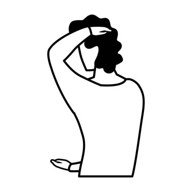 beyaz arka plan üzerinde arka pozisyon genç adam