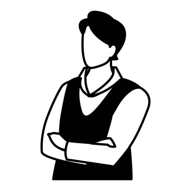 Kolları beyaz arka planda çapraz iş adamı