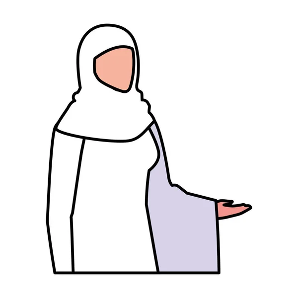 Femme pèlerin hajj sur fond blanc — Image vectorielle