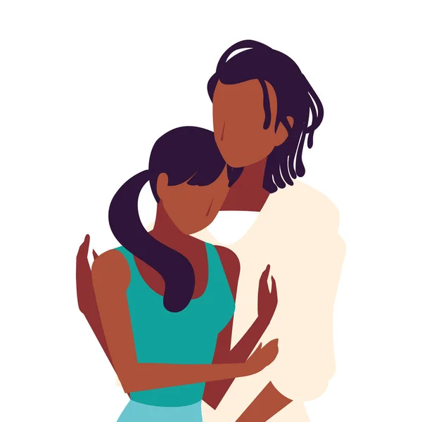 Par förälskade, man och kvinna visar ömhet — Stock vektor