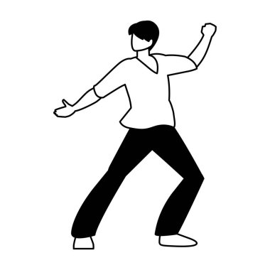 Beyaz arka planda dans eden adamın silüeti.