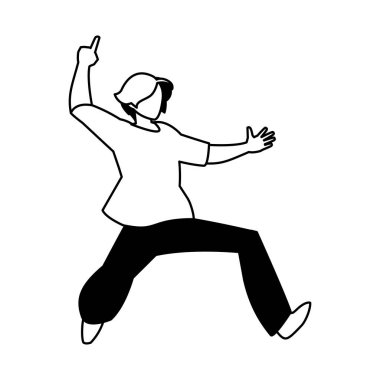 Beyaz arka planda dans eden adamın silüeti.