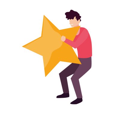 Beyaz arka planda altın yıldızlı bir adam