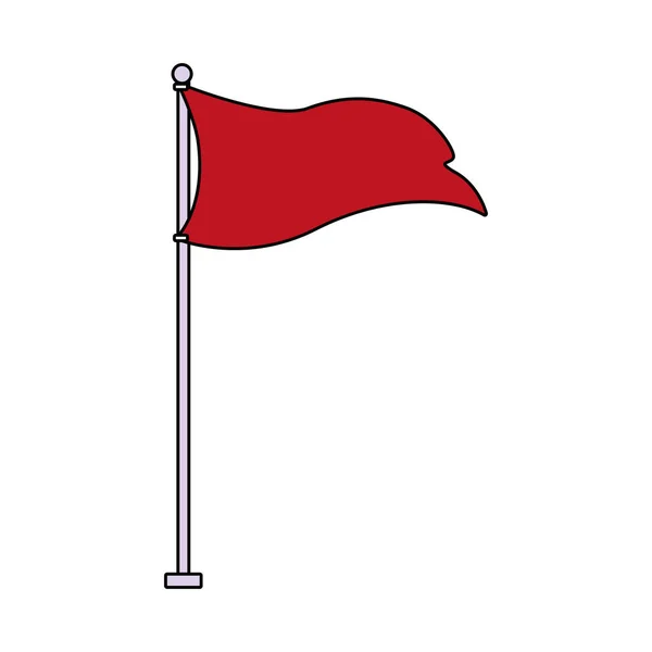 Fahne weht auf einem Stock vor weißem Hintergrund — Stockvektor