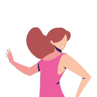 Beyaz arka planda dans eden kadın, parti,