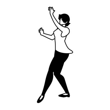 Beyaz arka planda dans eden kadın silueti