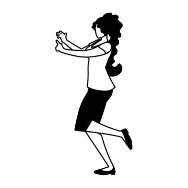 Beyaz arka planda dans eden kadın silueti