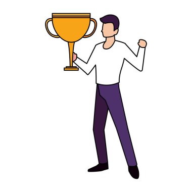 Beyaz arka planda altın madalyası olan adam.